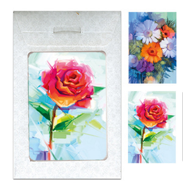 Wenskaarten tasje 6x diverse bloemen (F11016 + F11017)