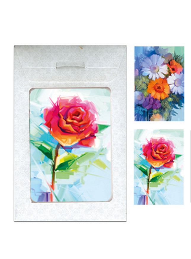 Wenskaarten tasje 6x diverse bloemen (F11016 + F11017)
