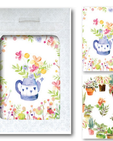 Wenskaarten tasje 6x bloemen (F10081 + F10082)