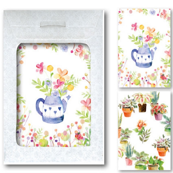 Wenskaarten tasje 6x bloemen (F10081 + F10082)