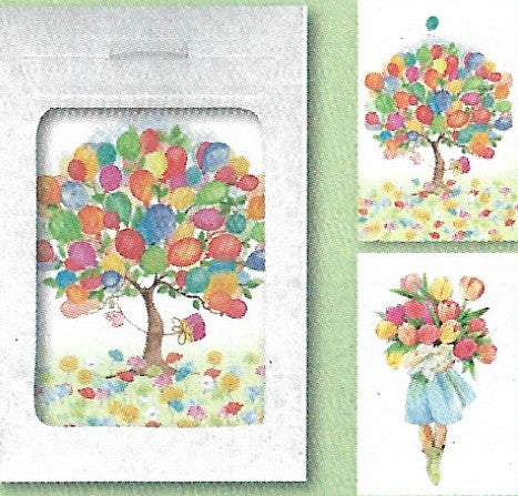 Wenskaarten tasje 6x balonnen en bloemen (F10057 + F10065)