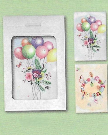 Wenskaarten tasje 6x ketting en ballon (F10015 + F10014)