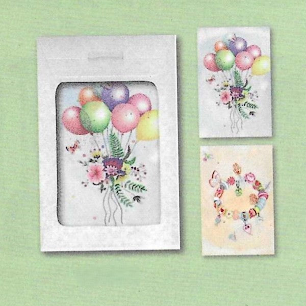 Wenskaarten tasje 6x ketting en ballon (F10015 + F10014)