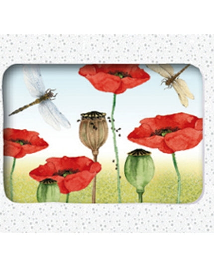 Wenskaarten doosje 5x klaprozen libellen (F12224)