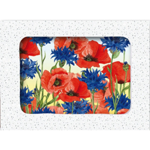 Wenskaarten doosje 5x korenbloemen klaprozen (F12353)