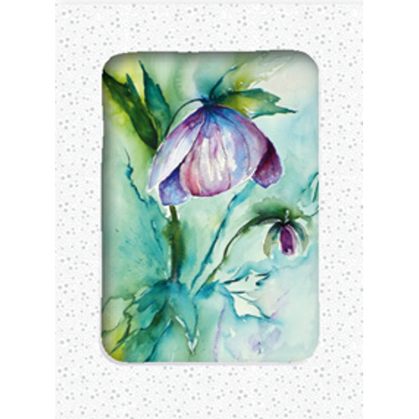 Wenskaarten doosje 5x paarse helleborus (F12667)