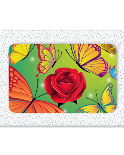 Wenskaarten doosje 5x gele vlinders en roos (F10098)