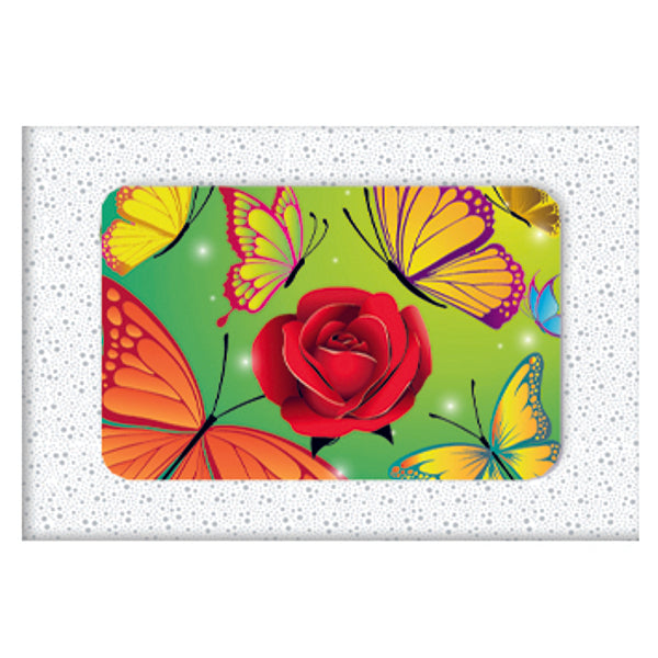 Wenskaarten doosje 5x gele vlinders en roos (F10098)