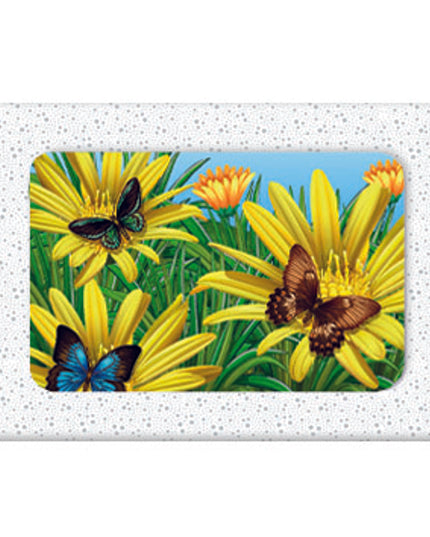Wenskaarten doosje 5x vlinders en gele bloemen (F10099)