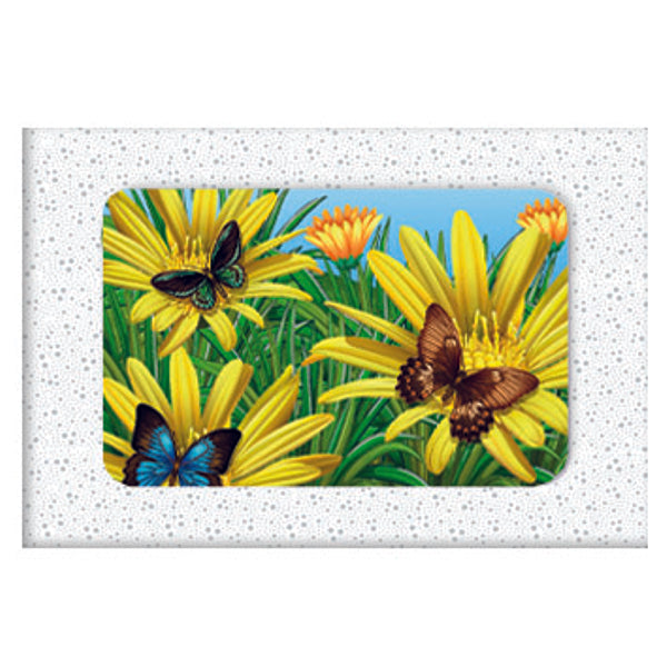 Wenskaarten doosje 5x vlinders en gele bloemen (F10099)