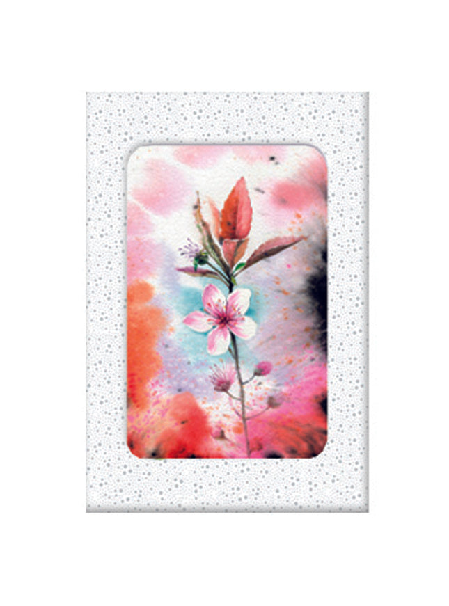 Wenskaarten doosje 5x roze kersenbloem (F11011)