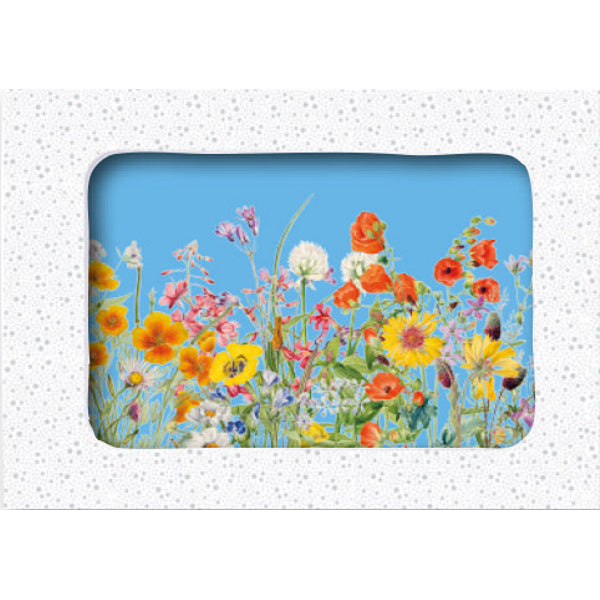 Wenskaarten doosje 5x bloemen met blauwe lucht (F10096)