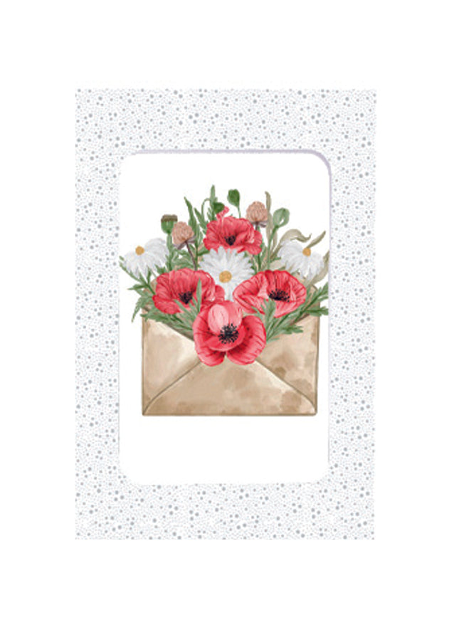 Wenskaarten doosje 5x envelop met bloemen (F10079)