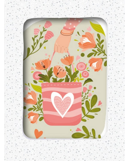 Wenskaarten doosje 5x tas met bloemen (F10042)