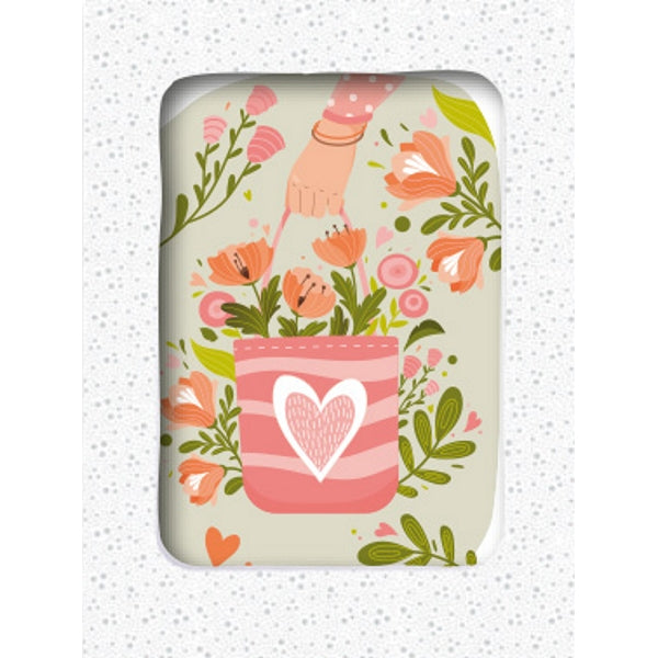 Wenskaarten doosje 5x tas met bloemen (F10042)