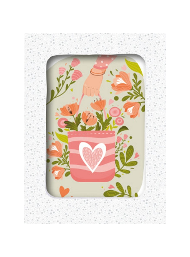 Wenskaarten doosje 5x tas met bloemen (F10042)