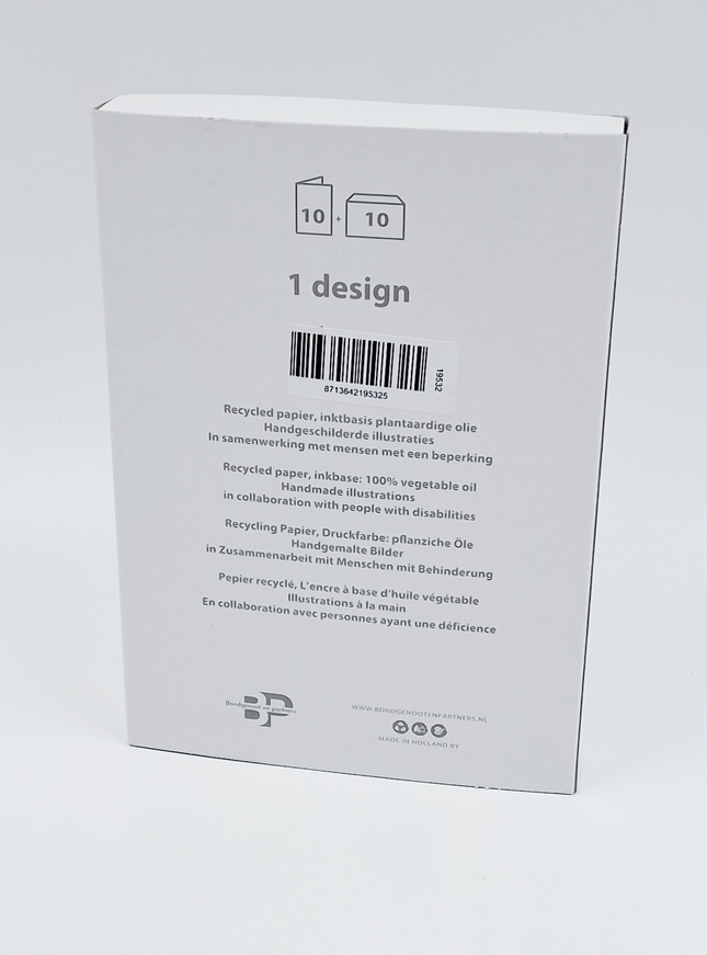 Kerstkaarten doosje 10x duif kerstbal (F11999)