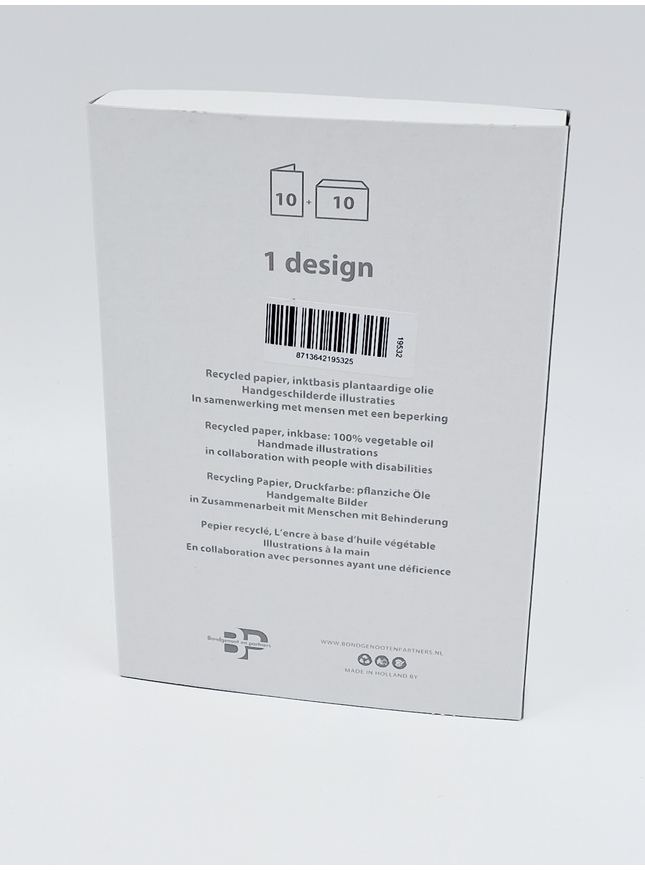 Kerstkaarten doosje 10x duif kerstbal (F11999)