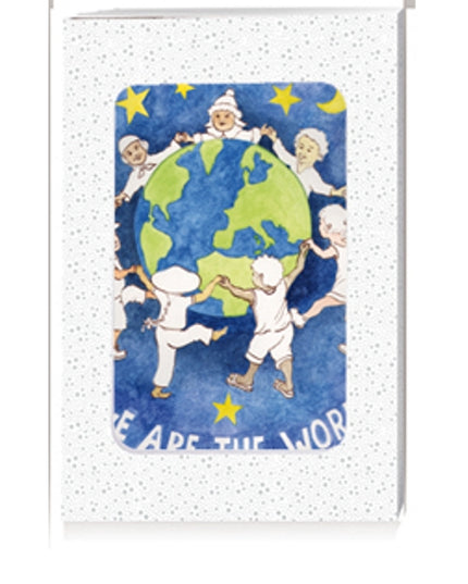 Kerstkaarten doosje 10x we are the world (F12835)