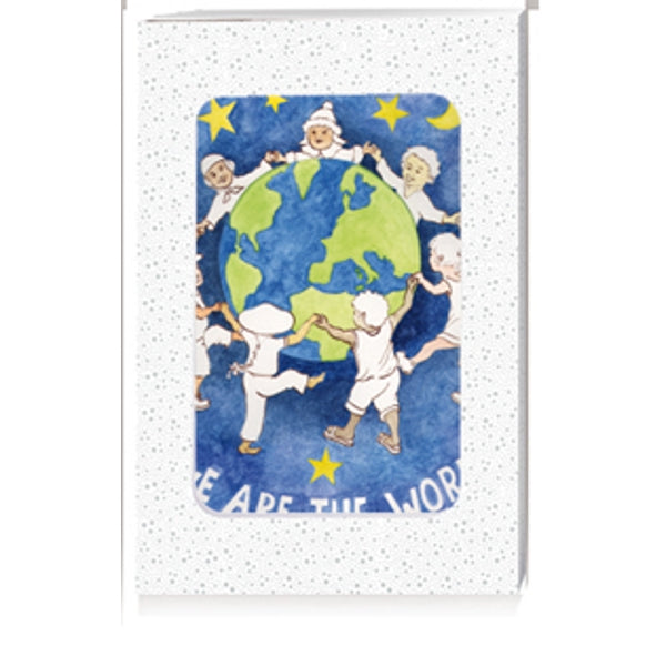 Kerstkaarten doosje 10x we are the world (F12835)