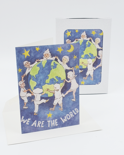 Kerstkaarten doosje 10x we are the world (F12835)