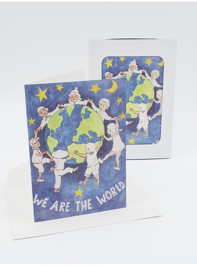 Kerstkaarten doosje 10x we are the world (F12835)