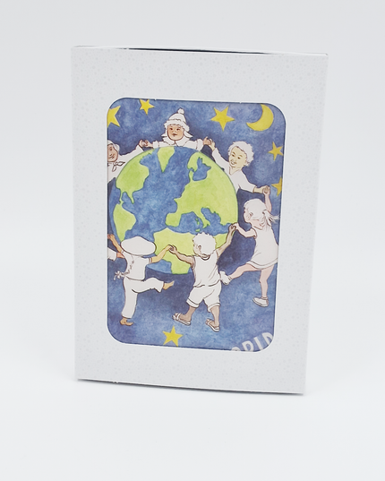 Kerstkaarten doosje 10x we are the world (F12835)