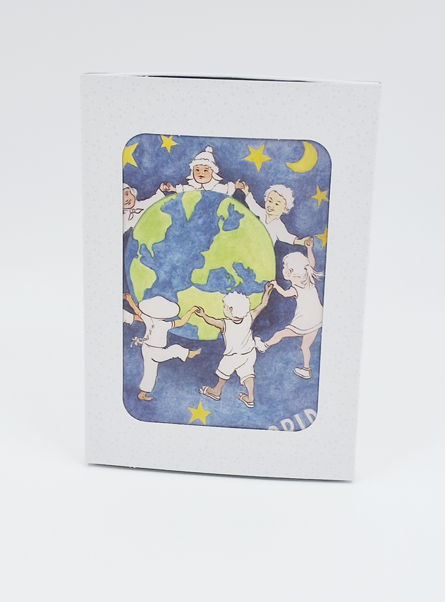 Kerstkaarten doosje 10x we are the world (F12835)
