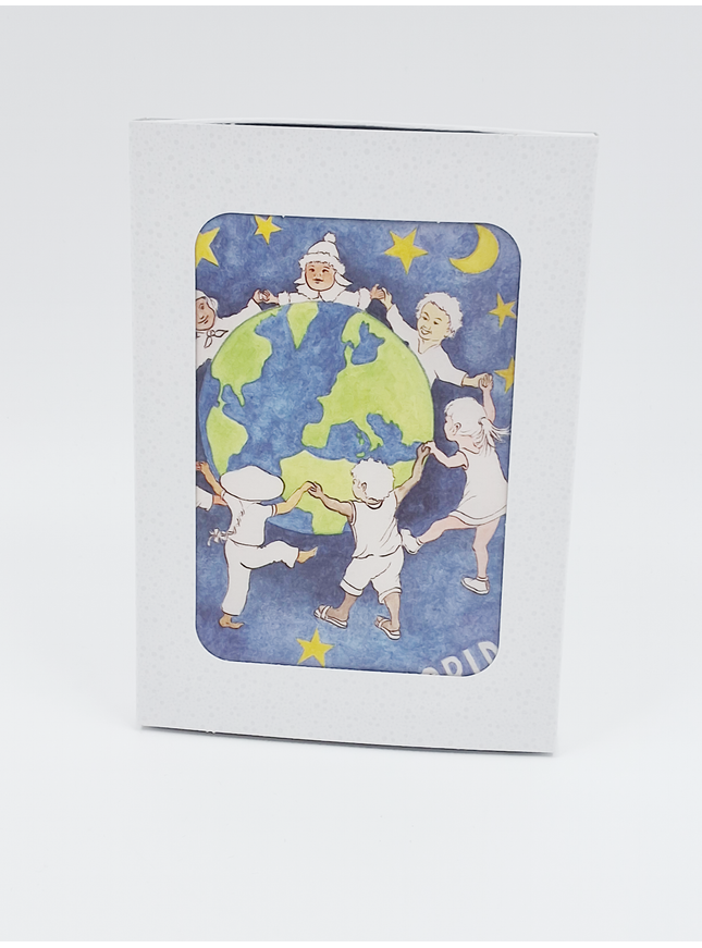 Kerstkaarten doosje 10x we are the world (F12835)