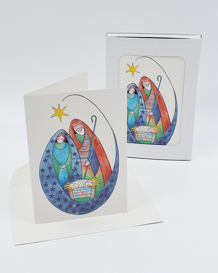 Kerstkaarten doosje 10x Maria en Jozef (F12887)