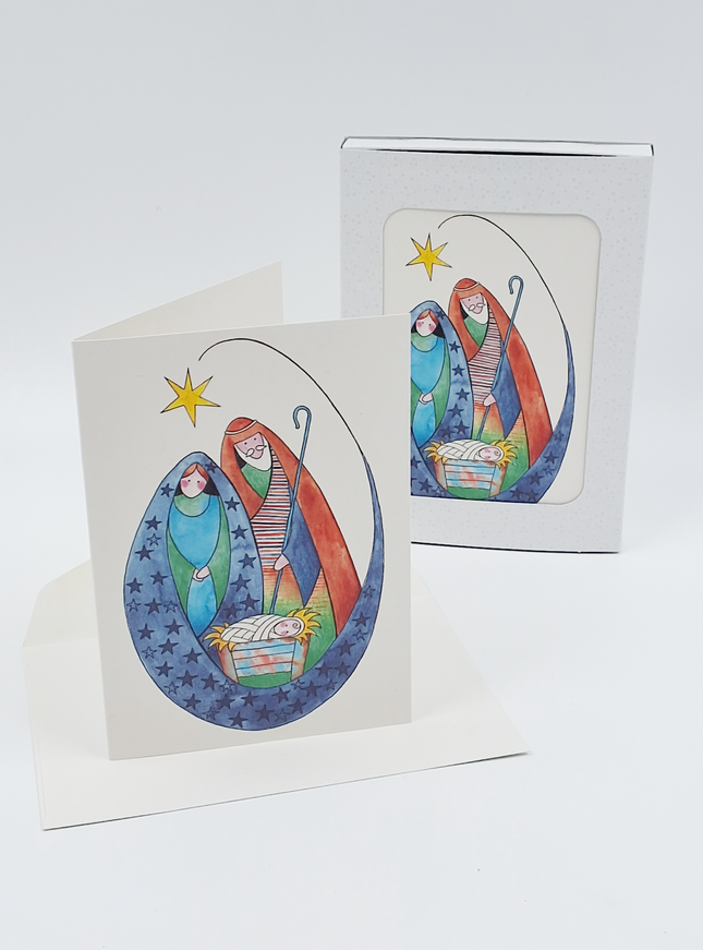 Kerstkaarten doosje 10x Maria en Jozef (F12887)