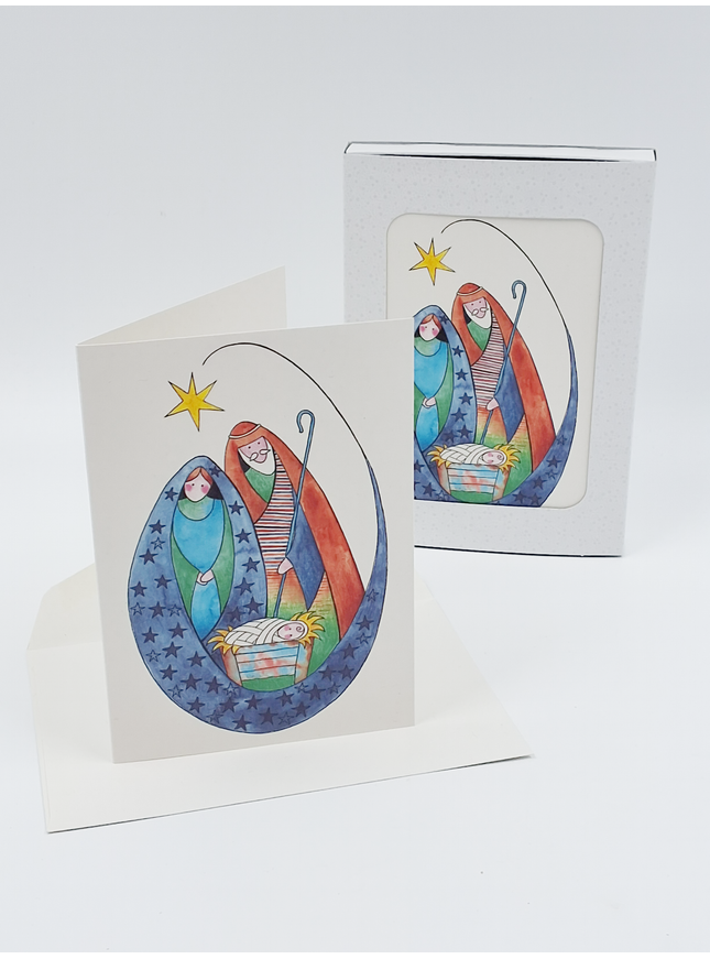 Kerstkaarten doosje 10x Maria en Jozef (F12887)