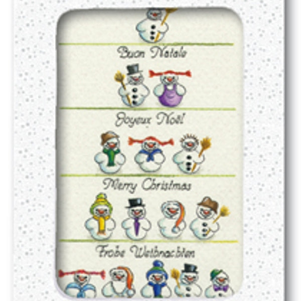 Kerstkaarten doosje 10x sneeuwpop 15 (F11854)