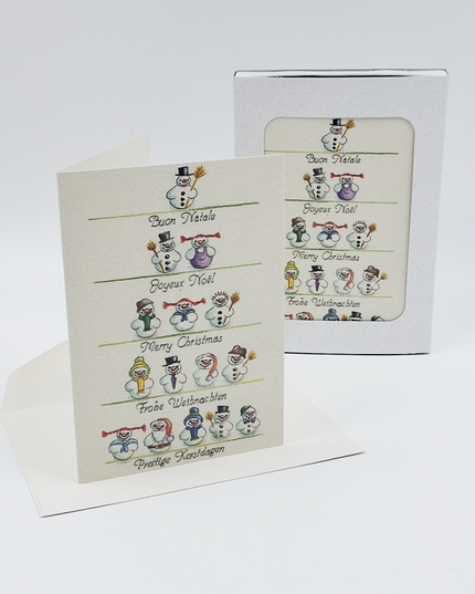 Kerstkaarten doosje 10x sneeuwpop 15 (F11854)