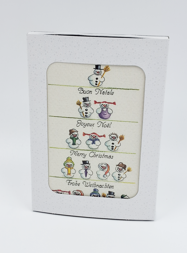 Kerstkaarten doosje 10x sneeuwpop 15 (F11854)