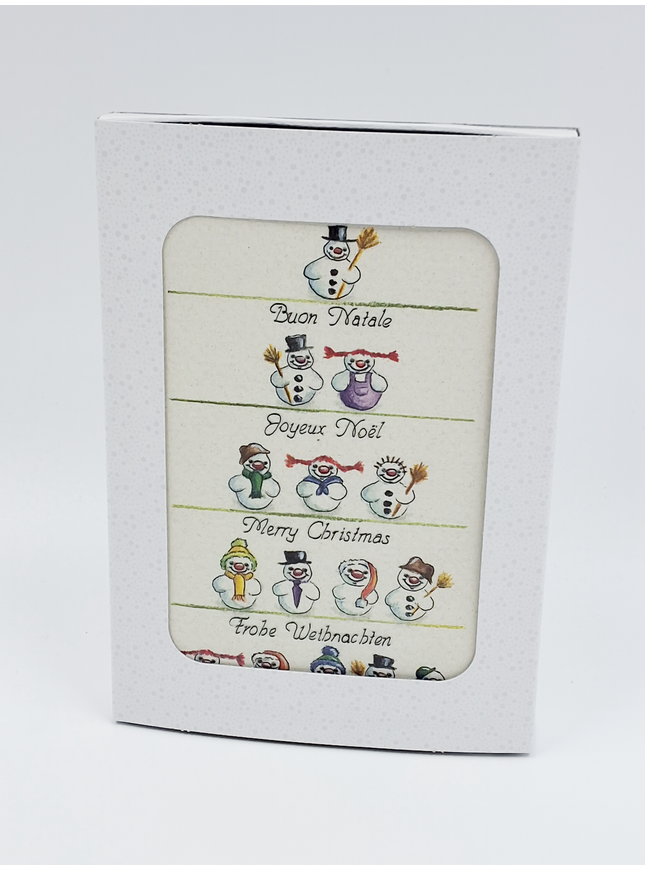 Kerstkaarten doosje 10x sneeuwpop 15 (F11854)