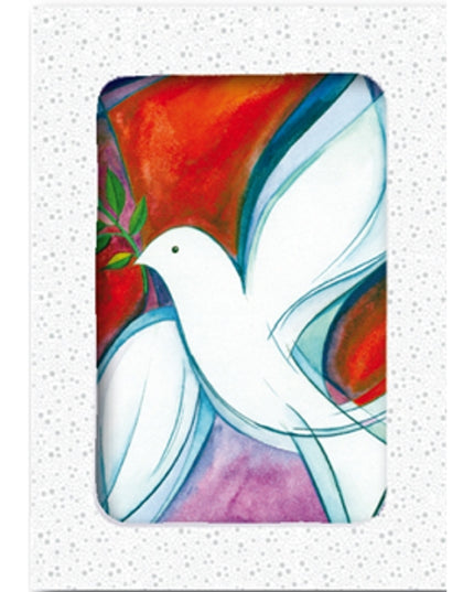 Kerstkaarten doosje 10x kerstduif wit rood (F12962)