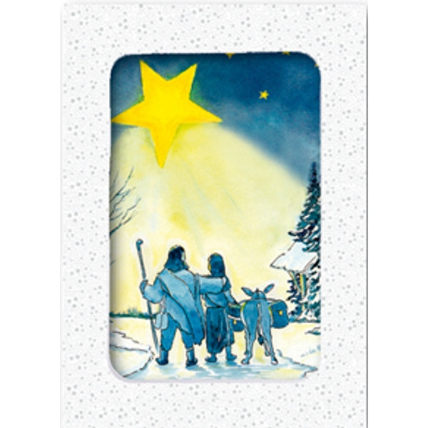 Kerstkaarten doosje 10x ezel Jozef Maria (F12963)