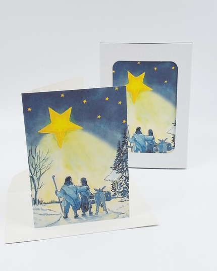 Kerstkaarten doosje 10x ezel Jozef Maria (F12963)