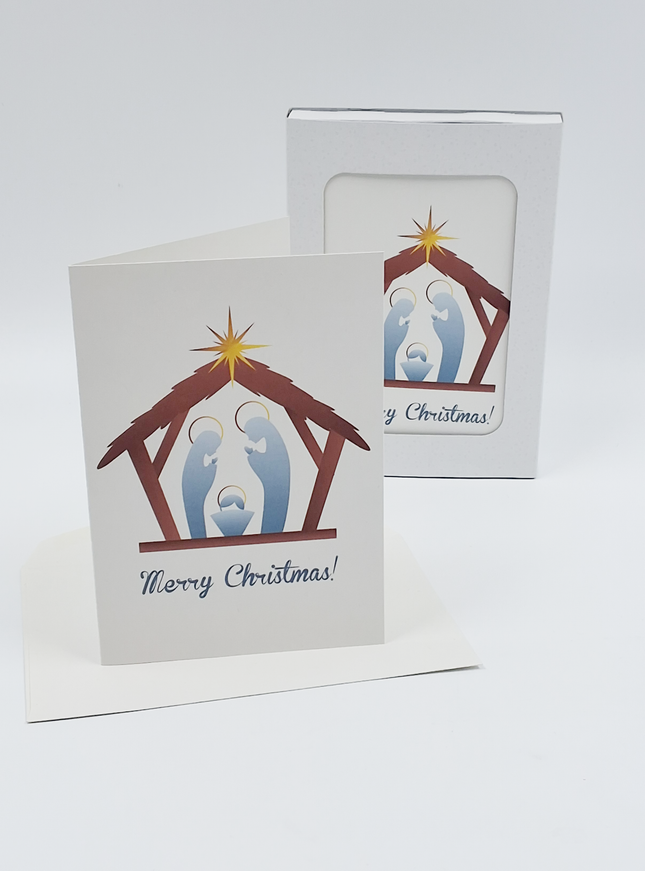 Kerstkaarten doosje 10x Jozef Maria "Merry Christmas" (F12968)