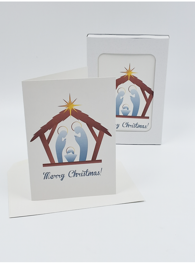 Kerstkaarten doosje 10x Jozef Maria "Merry Christmas" (F12968)