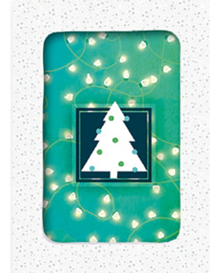 Kerstkaarten doosje 10x kerstboom groen (F12982)