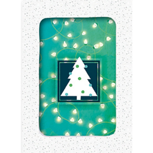 Kerstkaarten doosje 10x kerstboom groen (F12982)