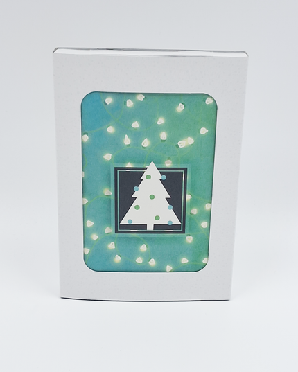 Kerstkaarten doosje 10x kerstboom groen (F12982)
