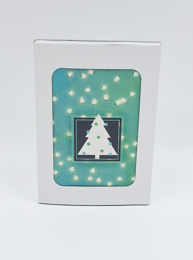 Kerstkaarten doosje 10x kerstboom groen (F12982)
