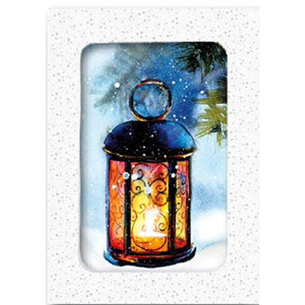 Kerstkaarten doosje 10x lantaarn (F12992)