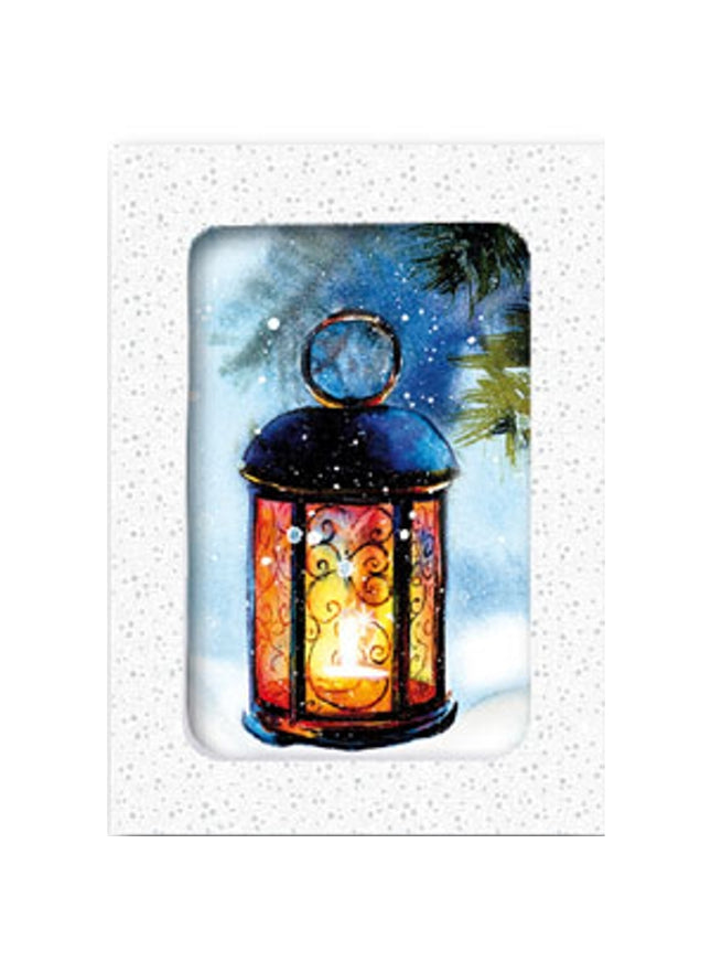 Kerstkaarten doosje 10x lantaarn (F12992)