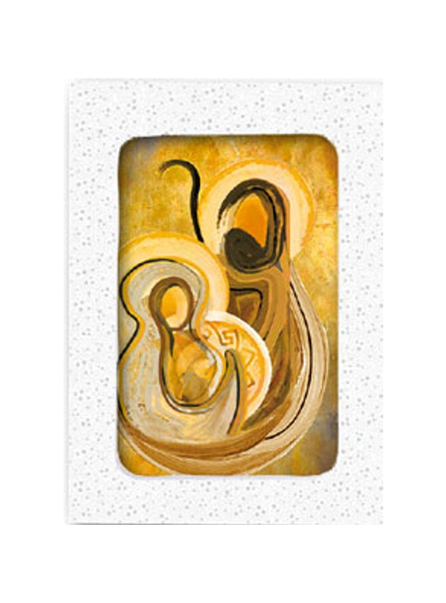 Kerstkaarten doosje 10x Jezus Jozef en Maria bruin (F12993)