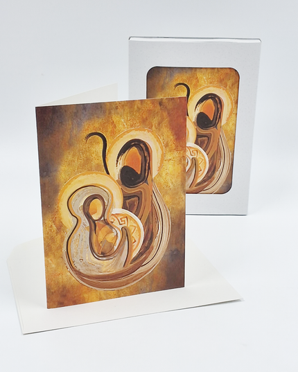 Kerstkaarten doosje 10x Jezus Jozef en Maria bruin (F12993)