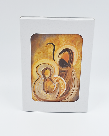 Kerstkaarten doosje 10x Jezus Jozef en Maria bruin (F12993)